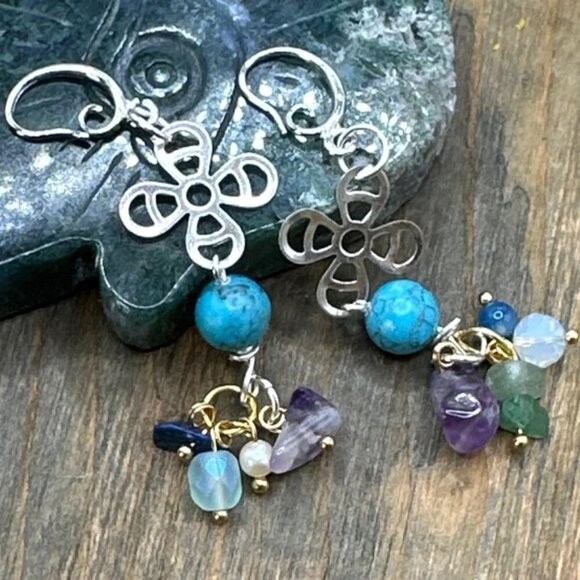 Alquimia Silver and Multicolor Gemstone Earrings - Picture 1 of 1